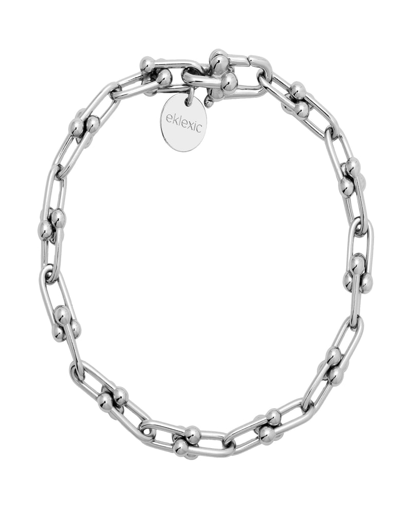 Front of a size 9" Small Margaux Bracelet 9" Silver in Silver by Eklexic. | dia_product_style_image_id:282499